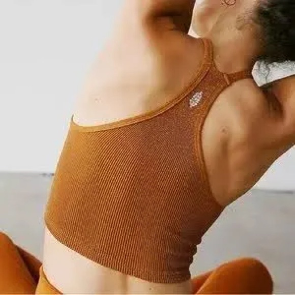 FP Free People Movement Happiness Runs Lurex Tank- Toasted Coconut | NWOT (XS/S) - Picture 1 of 5